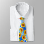 Sunflower and Bees on Blue Sky - Fresh Party  Tie<br><div class="desc">Ties with Yellow Sunflower and Bees on Blue Sky - Summer Day Tie - You can also personalize - or Choose / Add Your Unique Photo - Image / Text - Name / Color / Font / Size / more - Make Your Special Gift - Resize and move or remove...</div>