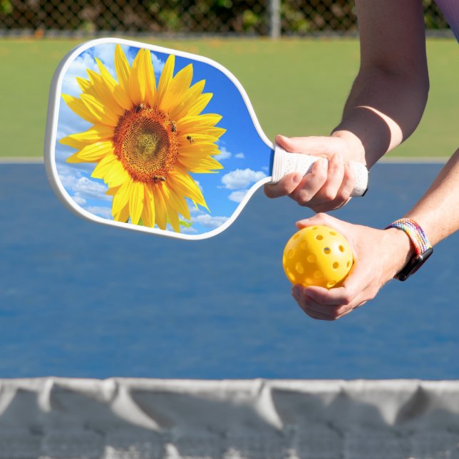 Sunflower and Bees On Blue Sky Pickleball Paddle (Insitu)