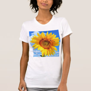 Sunflower and Bees on Blue Sky T-Shirt Summer
