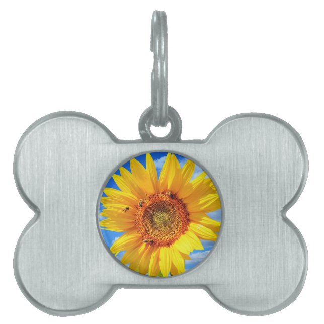 Sunflower and Bees Pet ID Tag (Front)