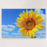 Sunflower and Bees Puzzle<br><div class="desc">Puzzles with Yellow Sunflower and Bees on Blue Sky Summer Day - or Choose / Add Your Unique Photo - Image / Text - Name / Colour / Font / Size / more - Make Your Special Puzzle Gift - Resize and move or remove and add image / text with...</div>
