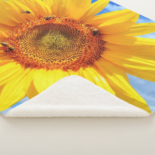 Sunflower and Bees Sherpa Blanket