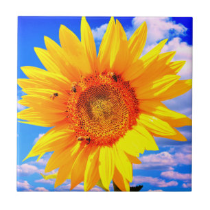Sunflower and Bees Tile