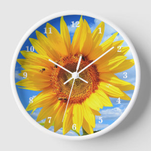 Sunflower and Bees Wall Clock