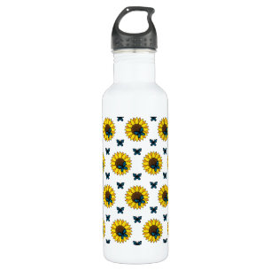 Sunflower and Blue Butterfly 710 Ml Water Bottle