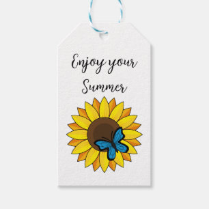 Sunflower and Blue Butterfly   Add Text Gift Tags