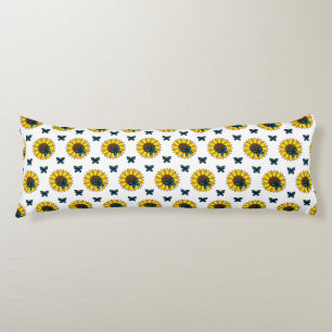 Sunflower and Blue Butterfly Body Cushion