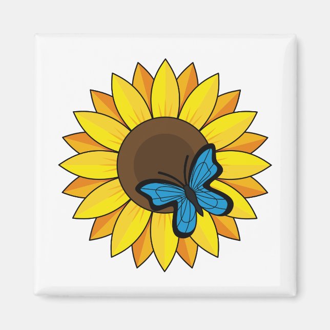Sunflower and Blue Butterfly Magnet (Front)