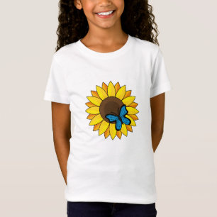 Sunflower and Blue Butterfly T-Shirt