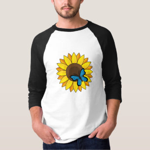 Sunflower and Blue Butterfly T-Shirt