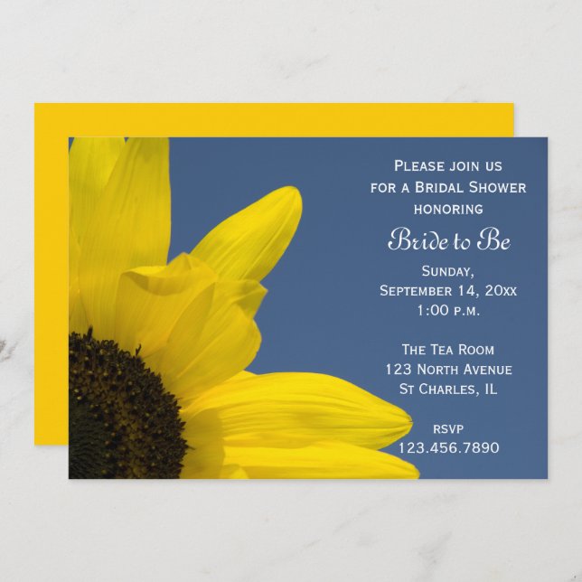 Sunflower and Blue Sky Bridal Shower Invitation (Front/Back)