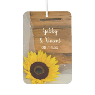 Sunflower and Bridal Veil Country Wedding Favour Car Air Freshener