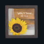Sunflower and Bridal Veil Country Wedding Keepsake Box<br><div class="desc">Carry your wedding bands down the aisle in the charming Sunflower and Bridal Veil Country Wedding Gift Box Personalise it to create a keepsake gift for the newlyweds or bridesmaids. This casual yet classy custom wedding gift box features a quaint floral photograph of a yellow sunflower blossom and a white...</div>