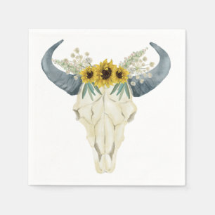 Sunflower and Bull Skull Napkins