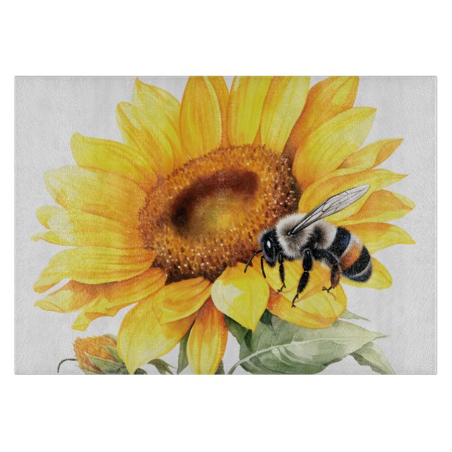 Sunflower and Bumblebee Cutting Board (Front)