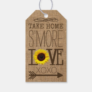 Sunflower and Burlap Take Home S'More Love Favour Gift Tags