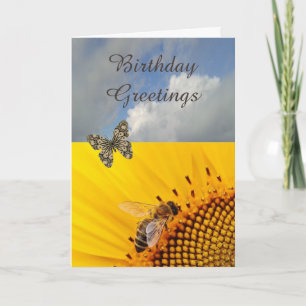 Sunflower And Butterfly Birthday Card