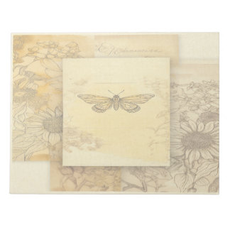 Sunflower and butterfly ephemera art collage notepad