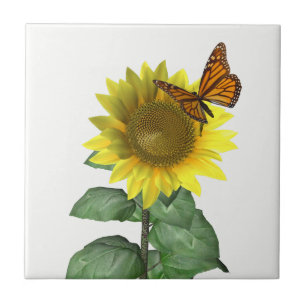 Sunflower and Butterfly Tile
