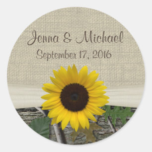 Sunflower and Camouflage Classic Round Sticker