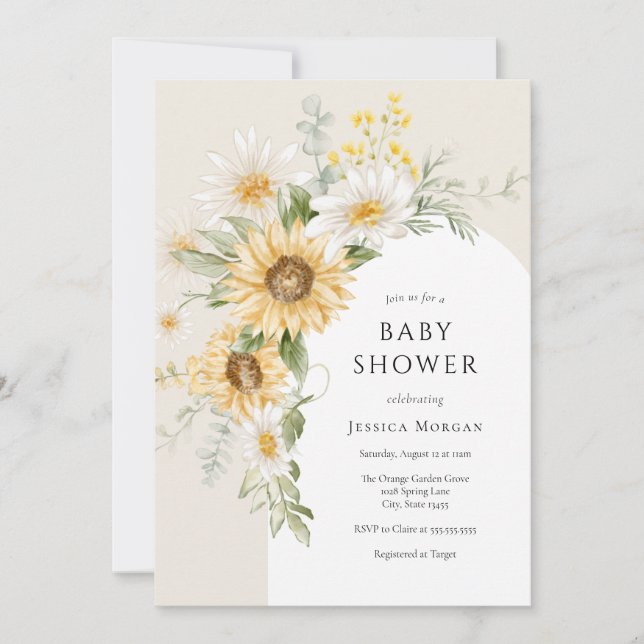 Sunflower and Daisy Baby Shower Invitation (Front)