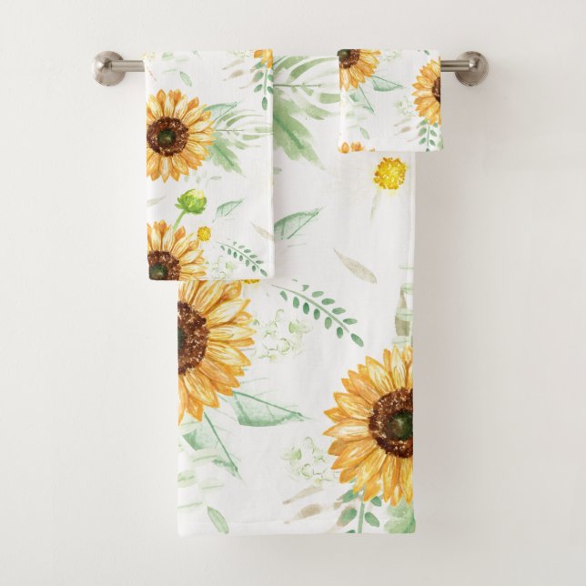 Sunflower and Daisy bouquets Bath Towel Set (Insitu)