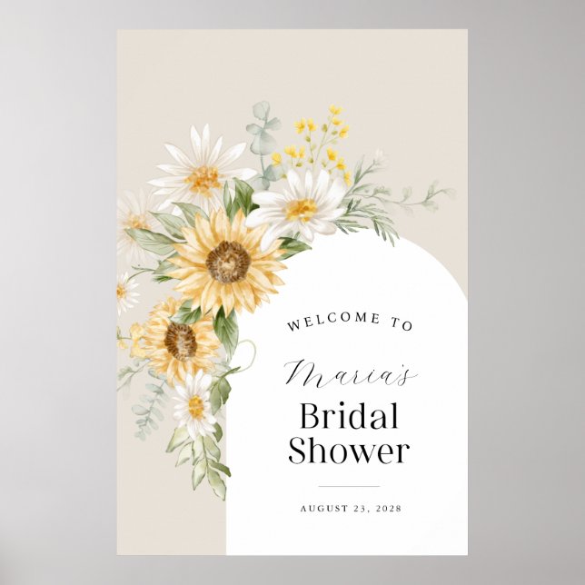 Sunflower and Daisy Bridal Shower Welcome Poster (Front)