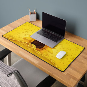 Sunflower and Dew Drops  Desk Mat