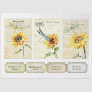 Sunflower and Dragonfly Series Design 10 Tissue Paper