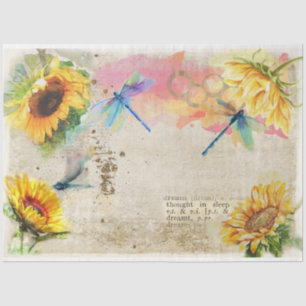 Sunflower and Dragonfly Series Design 12 Tissue Paper