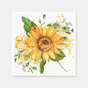 Sunflower and dragonfly splatter fall  napkin