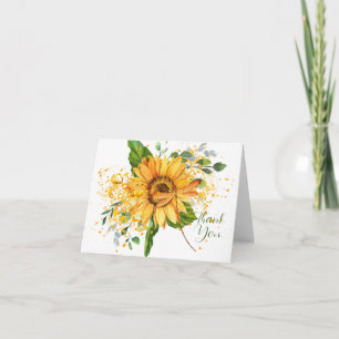 Sunflower and dragonfly splatter fall thank you card