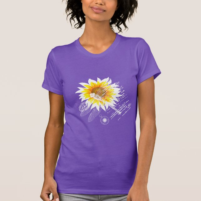 Sunflower and dragonfly T-Shirt (Front)