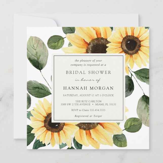 Sunflower and Greenery Bridal Shower Invitation (Front)