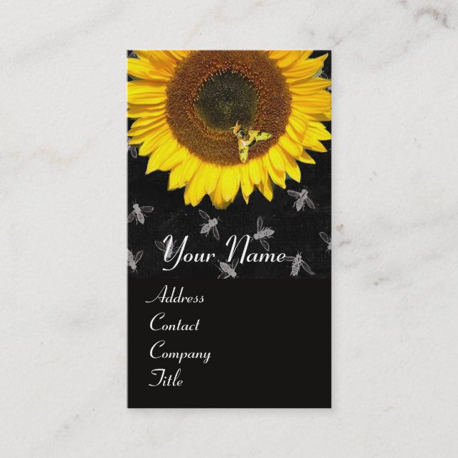SUNFLOWER AND HONEY BEE ,BEEKEEPING, BEEKEPER BUSINESS CARD (Front)