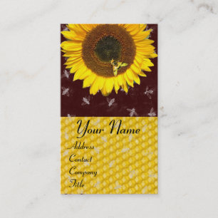 SUNFLOWER AND HONEY BEE ,BEEKEEPING, BEEKEPER BUSINESS CARD