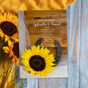 Sunflower and Horseshoe Country Wedding Invitation