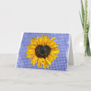 Sunflower and Ladybug on Gingham  Card