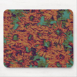 Sunflower and leaf camouflage pattern on mouse pad
