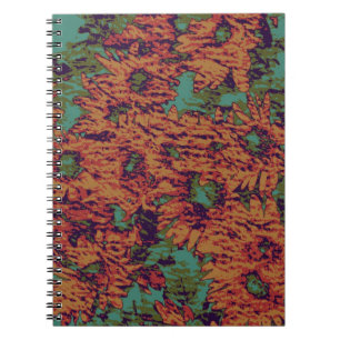 Sunflower and leaf camouflage pattern on notebook