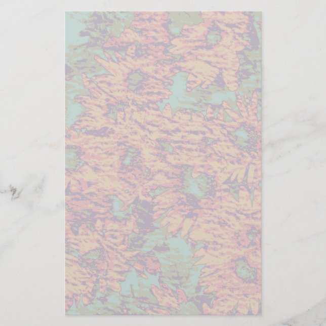 Sunflower and leaf camouflage pattern on stationery (Front)