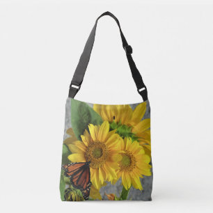 Sunflower and Monarch Butterfly Cross-body Bag