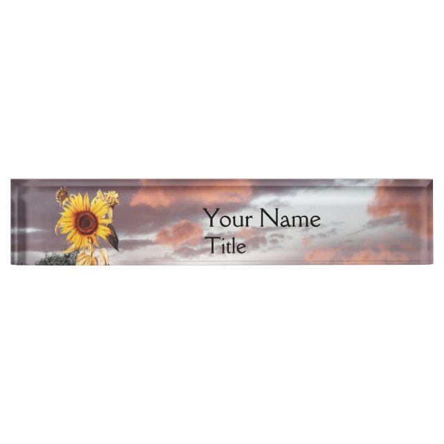 SUNFLOWER AND PINK SUMMER SUNSET NAMEPLATE (Front)