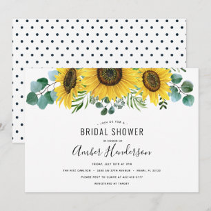 Sunflower and Polka Dots Bridal Shower Invitation