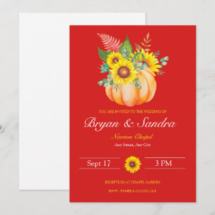 Sunflower and Pumpkin Fall Wedding Invitation