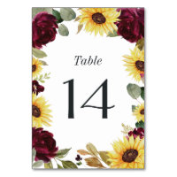Sunflower and Roses Burgundy Red Rustic Wedding