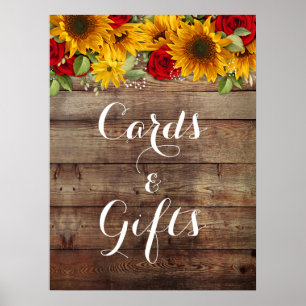 Sunflower and Roses Rustic Wedding SIgn