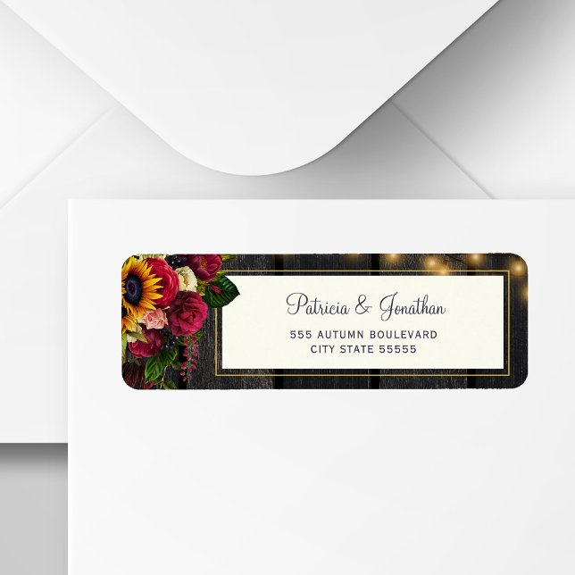 Sunflower and roses wedding return address (Creator Uploaded)