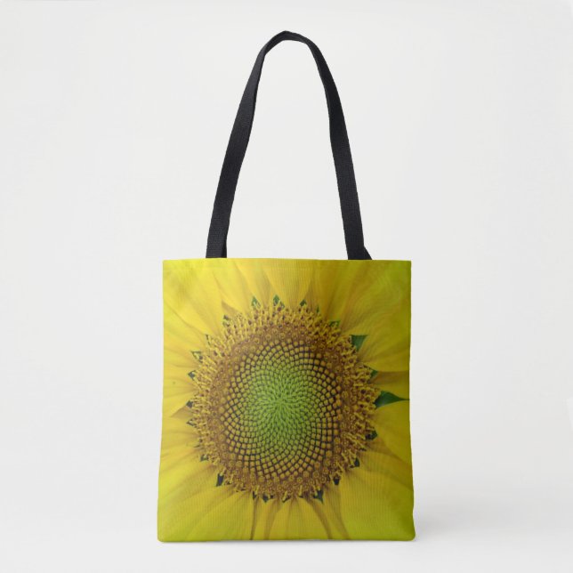 Sunflower and Seeds, Spiral, Golden Ratio  Tote Bag (Front)