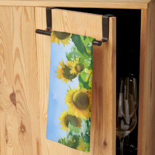 Sunflower and Sky Art Flower Kitchen Towel